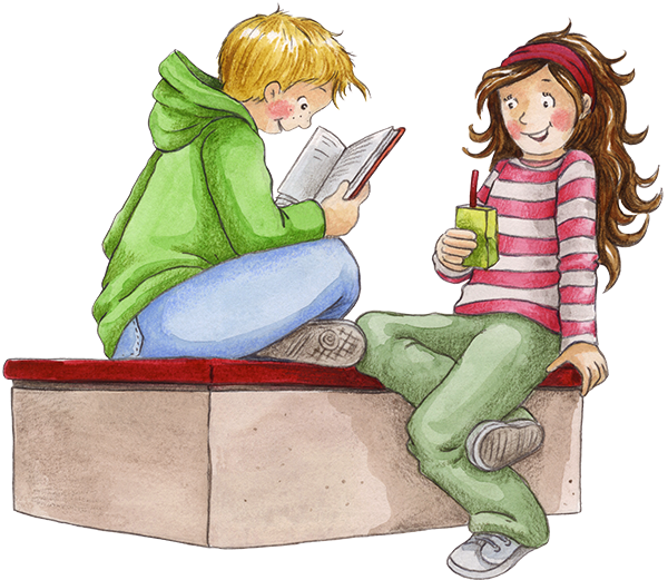 Sophie und Tobi auf der Sitzbank
